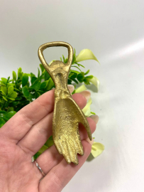 Открывашка для бутылок "Рука". Латунь, винтаж. Картинка 2